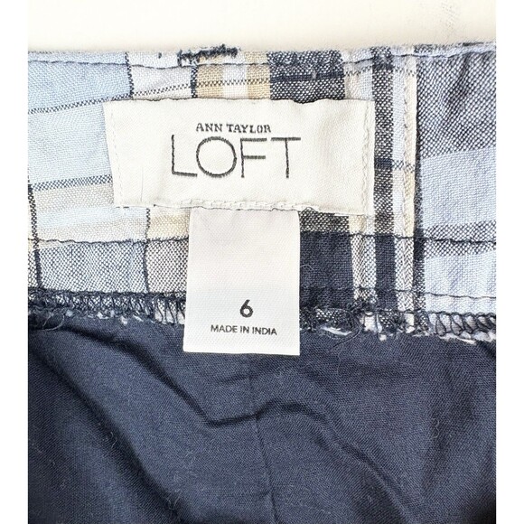 Ann Taylor LOFT Skirt Womens Size 6 Plaid Madras Patchwork Lined Cotton Red Blue - Picture 5 of 6